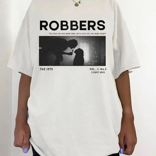 The 1975 Band Shirt, Robbers Album Newspaper Graphic Fan Tee