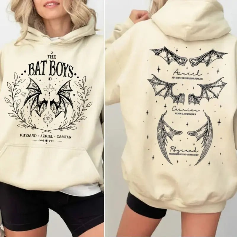 The Bat Boys Shirt, Vintage Acotar Bookish Sweatshirt, The Night Court Illyrians Hoodie, A Court Of Thorn And Roses Rhysand Cassian Azriel, Unisex Sweater Pullover Tee