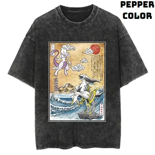 The Battle of the Legends Mewtwo and Arceus Pokemon Vintage Tee, Mewtwo vs Arceus Shirt, Pokemon Shirt, Vintage Pokemon Anime T-shirt, Anime Manga Shirt, Vintage Graphic Tee, Unisex T-Shirt, Gift For Fan Pokemon, Crewneck Short Sleeve Shirt Top Menswear