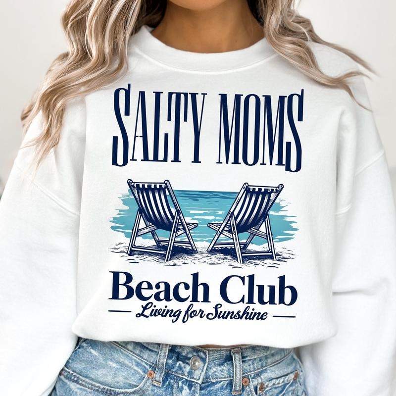 The Beach Club Shirt Trendy Summer Aesthetic Beach Shirt Retro Beach Girl Funny Sarcastic Mom Mother's Day 4 Hoodie,...