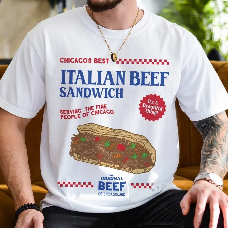 The Bear Show Retro T-Shirt, The Original Beef of Chicagoland Vintage Faded Sandwich Graphic TV Show Shirt, Jeremey Allen White T-Shirt