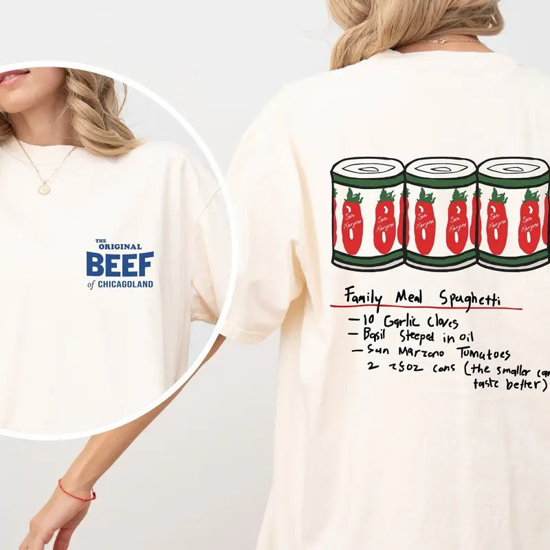 The Bear Tv Series T Shirt, The Original Beef Of Chicagoland Shirt, Family Meal Spaghetti, Jeremy Allen Fans, Unisex Tee,...