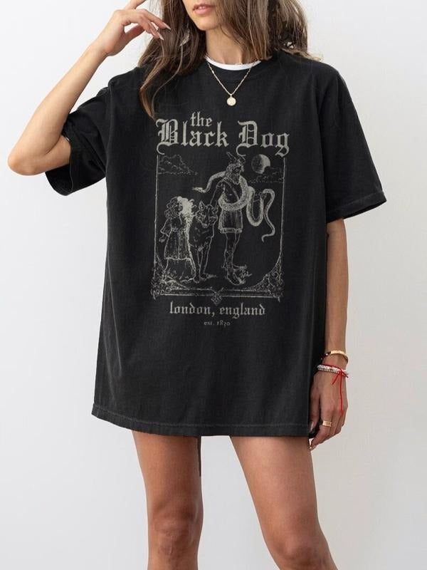 The Black Dog | Graphic Shirt | Lyrics, Vintage, Unisex Tee Casual Comfort Comfortable Fabric