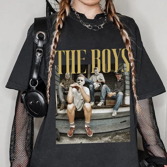 The Boys Horror Halloween Characters Shirt, Thug Life Halloween Shirt, Horror Movie Shirt, Unisex Short Sleeve Tee Top Womenswear