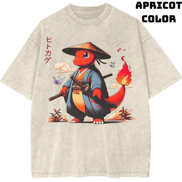 The Charmander Samurai Vintage Graphic Tees, Charmander Tee, Pokemon Shirt, Pokemon Merch, Anime Manga Shirt, Anime Japanese, Anime Clothing, Unisex T-Shirt, Top Streetwear Menswear Womenswear