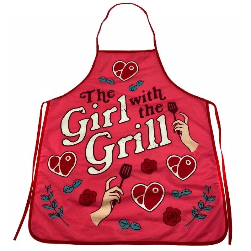 The Girl With The Grill Apron Funny Backyard BBQ Grilling Kitchen Smock Funny Graphic Kitchenwear Funny Food  Novelty...