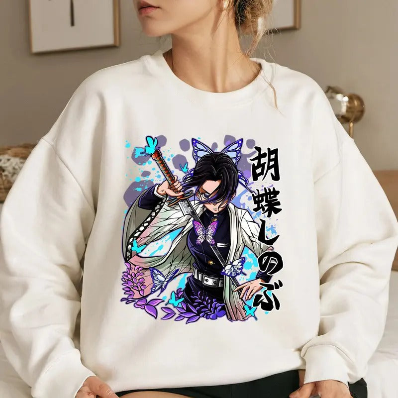 The Hashira DM Characters Insect Hashira Shirt Crewneck Hoodie, Anime Otaku Shirt Comfort Cotton Sweatshirt | DripVista.com