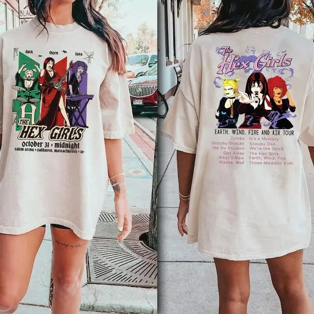 The Hex Girls Rock Band Music Tee, The Hex Girls Music Concert 2024 Shirt, Halloween Retro 90s Shirt, Unisex Short Sleeve...