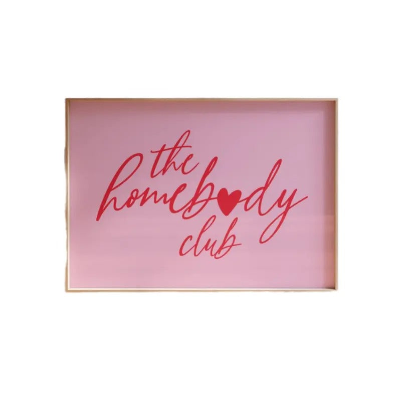The Homebody Club Print, Minimalist Pink Heart Poster, Fun Apartment Decor, Gifts For Women Besties Bedroom Wall Decor,...