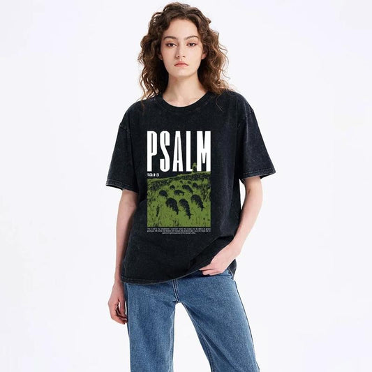 The Lord Is My Shepherd Christian Tee Pure Cotton Fabric Casual Streetstyle Crew Neck Short Sleeve Soft-Washed T-Shirt Trendy Tops for Women for Men, Perfect Gift