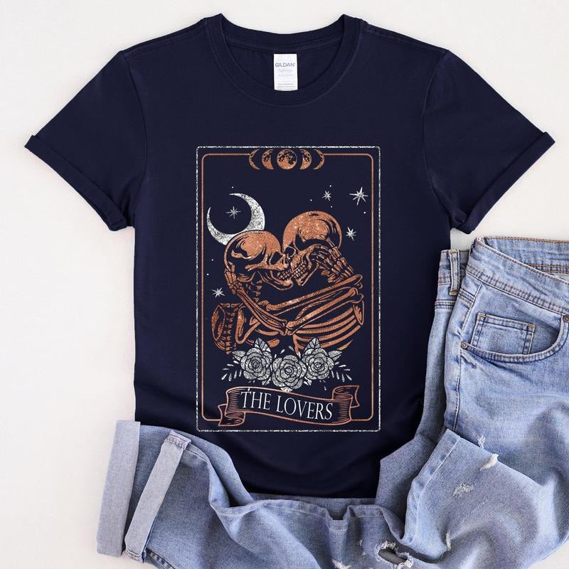 The Lovers Tarot, Moon, Skeletons, Mystical, Magic, Super Soft Tshirt, Valentine's Day Hoodie, Sweatshirt | DripVista.com