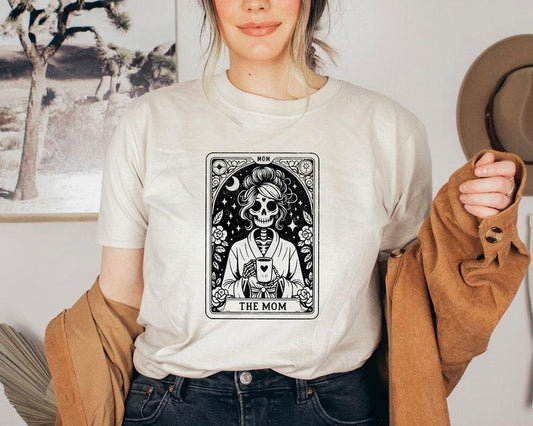 The Mom Tarot Card Shirt, Skeleton Mom T-shirt, Celestial Mama Shirt, Witchy Vibes Tee, Mother's Day Gift Shirt, Vintage Gift For Mom