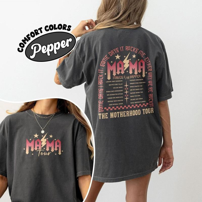 The Motherhood Tour Shirt, Some Days I Rock It Shirt, Some Days It Rocks Me Shirt, Mama Funny Tour Shirt, Mother's Day Funny Shirt, Mama Skeleton Shirt