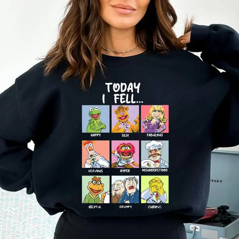 The Muppets Today I Fell Shirt, The Muppets Characters Today I Fell Emotions Box Up Shirt, Muppets Show Sweatshirt,...