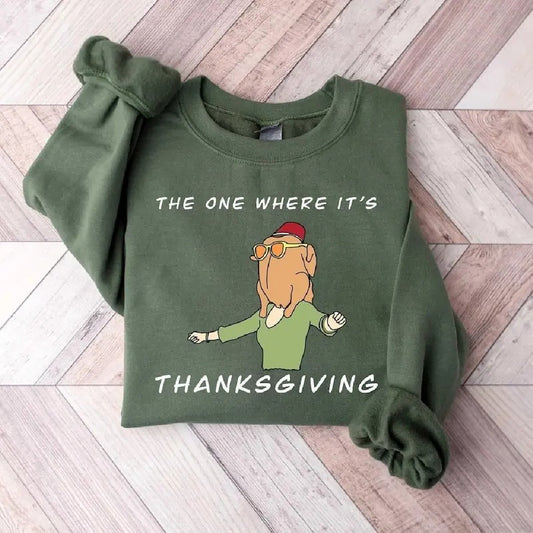 The One Where Its Thanksgiving Tshirt Turkey T-Shirt Vintage Turkey Thanksgiving Tshirt, Funny Thanksgiving Friends Shirt