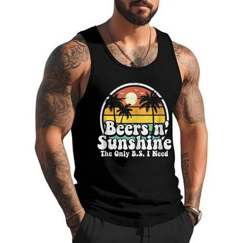 The Only BS I Need Is Beers and Sunshine Retro Beach Gift Funny Unisex Tank Top, Cotton, Size S-3XL T-Shirts, Hoodie,...