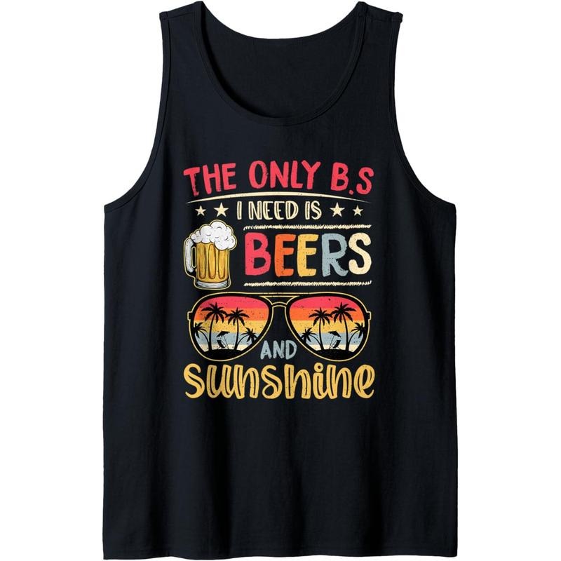 The Only BS I Need Is Beers and Sunshine Retro Beach Grange Tank Top T-Shirts, Hoodie, Sweatshirt | DripVista.com