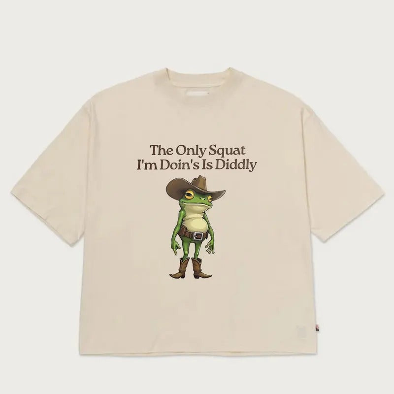 The Only Squat I'm Doing Is Diddly Shirt, Funny Cowboy Frog TShirt, Men Women Riders Gift