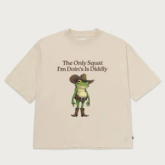 The Only Squat I'm Doing Is Diddly Shirt, Funny Cowboy Frog TShirt, Men Women Riders Gift