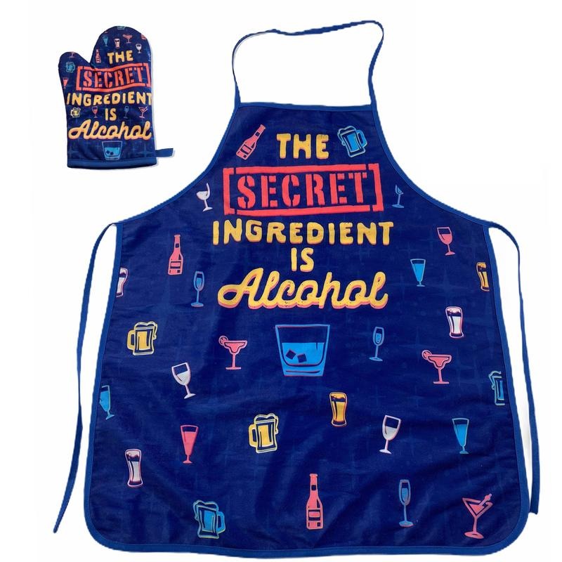 The Secret Ingredient Is Alcohol Funny Drinking Cocktail Graphic Kitchen Accessories Funny Graphic Kitchenwear Funny...