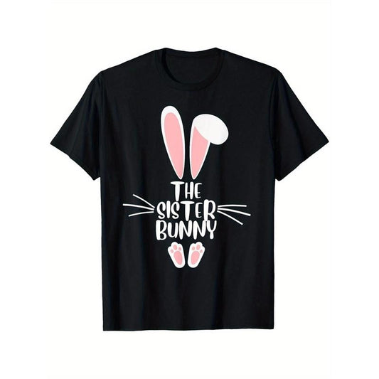 The Sister Bunny" Matching Family T-Shirt - Cotton Tee with Easter Bunny Design, Ideal for Spring Celebrations and Gifts, Family Clothing | Playful Graphic Tee | Knit Texture made in usa