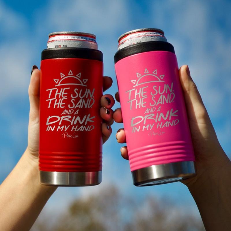 The Sun The Sand And A Drink In My Hand Beverage Holder T-Shirts, Hoodie, Sweatshirt | DripVista.com