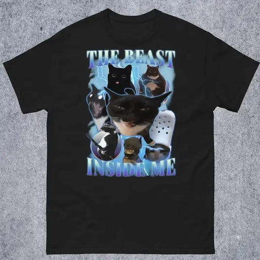 The beast inside me 90s Vintage Funny Cat meme Tee Shirt, Gift for Woman and Man