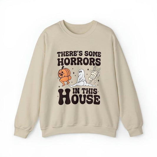 There's Some Horrors In This House Crewneck, Funny Halloween Sweatshirt, Spooky Halloween Party Crewneck, Gifts For Her, Halloween Gifts