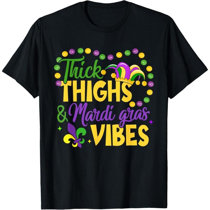 Thick Thighs Mardi Gras Vibes Fleur De Lis Mardi Gras Vibes T-Shirt made in USA Hoodie, Sweatshirt | DripVista.com