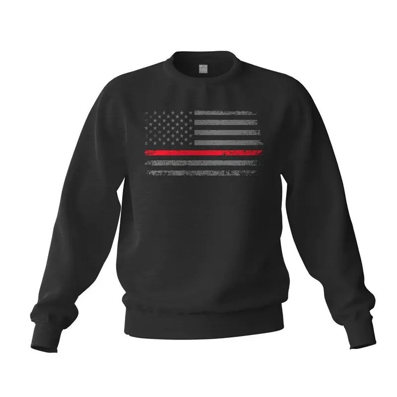 Thin Red Line Flag 2.0 Fireman Firefighter Support Sweatshirt Classic Cotton