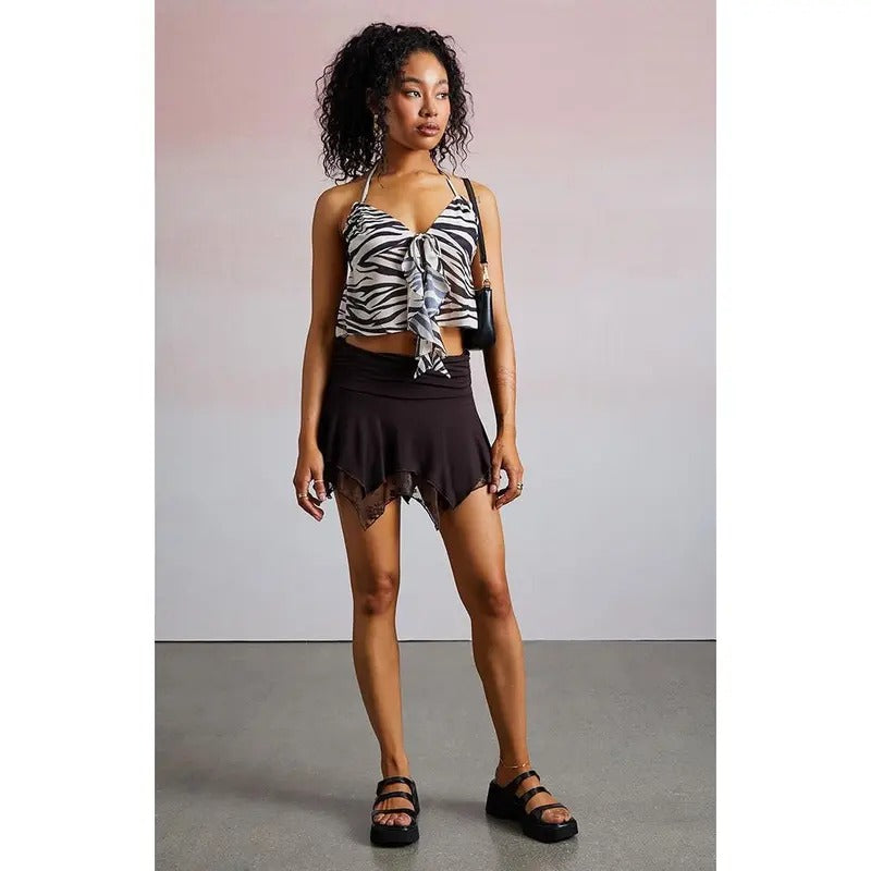 Third Charm Women's Indy Zebra Ruffle Tank Top T-Shirts, Hoodie, Sweatshirt | DripVista.com