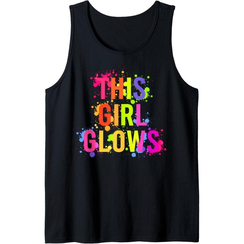 This Girl Glows Colorful Funny Shirt for Girls Women Party Tank Top Made in USA Hoodie, Sweatshirt | DripVista.com