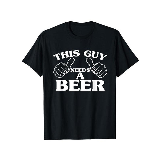 This Guy Needs a Beer" Men's T-Shirt - Casual Cotton Tee with Geometric Print, Breathable & Stretchy for Summer made in usa