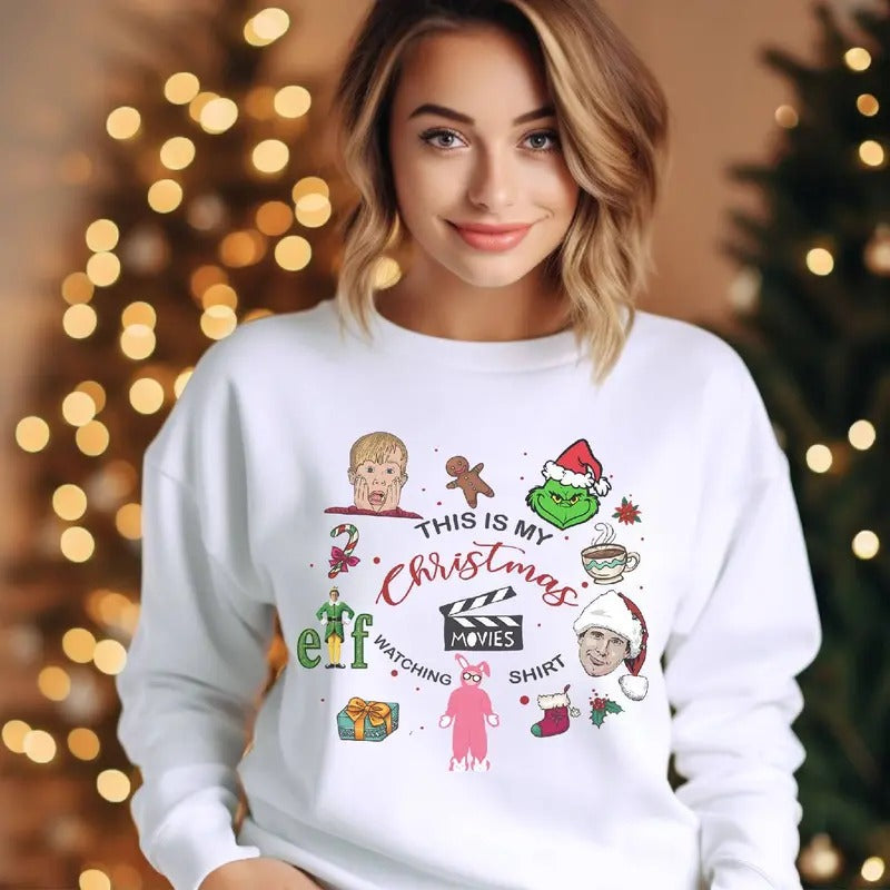 This Is My Christmas Watching Shirt, Home Alone Grnnch Elf A Christams Story National Lampoons Christmas Shirt, Vintage Christmas Movies Shirt, Christmas Holiday Vacation Shirt