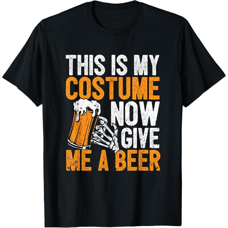 This Is My Costume Now Give Me A Beer Halloween Skeleton T-Shirt  made in us Hoodie, Sweatshirt | DripVista.com