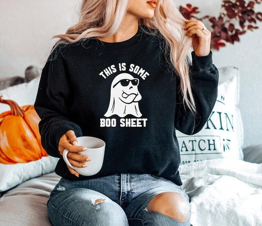This Is Some Boo Sheet Sweatshirt, Halloween Sweatshirt, Retro Halloween Kids Shirt, Ghost Shirt,Boo Sheet Shirt,Funny Halloween Ghost Shirt, Unisex Classic Cotton Graphic Print All Sizes for Men and Women