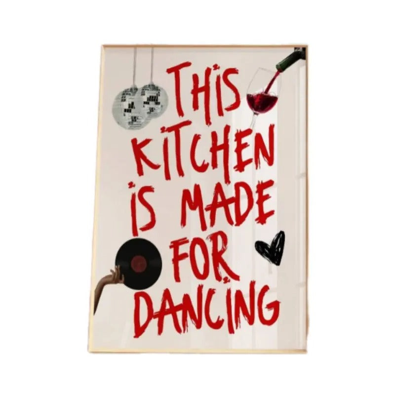 This Kitchen Is For Dancing, Aesthetic Kitchen Wall Art, Maximalist Kitchen Decor, Retro Dancing Poster, Funky Kitchen...