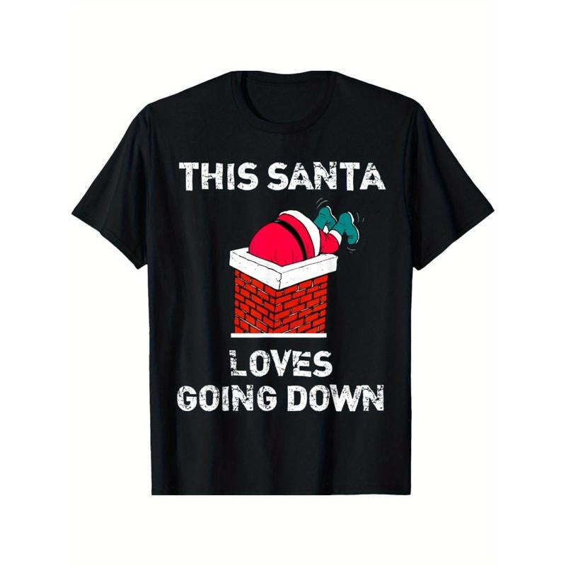 "This Santa Loves Going Down" Funny Christmas Short Sleeve T-Shirt made in usa Hoodie, Sweatshirt | DripVista.com