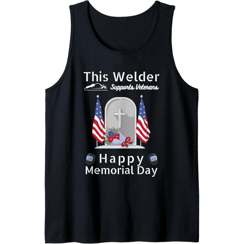 This Welder Supports Veterans Happy Memorial Day USA Tank Top T-Shirts, Hoodie, Sweatshirt | DripVista.com