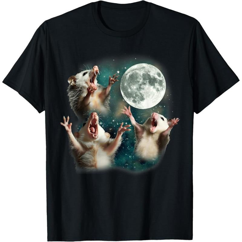 Three Possum Moon | 3 Opossum Funny Weird Cursed Meme T-Shirt made in usa Hoodie, Sweatshirt | DripVista.com
