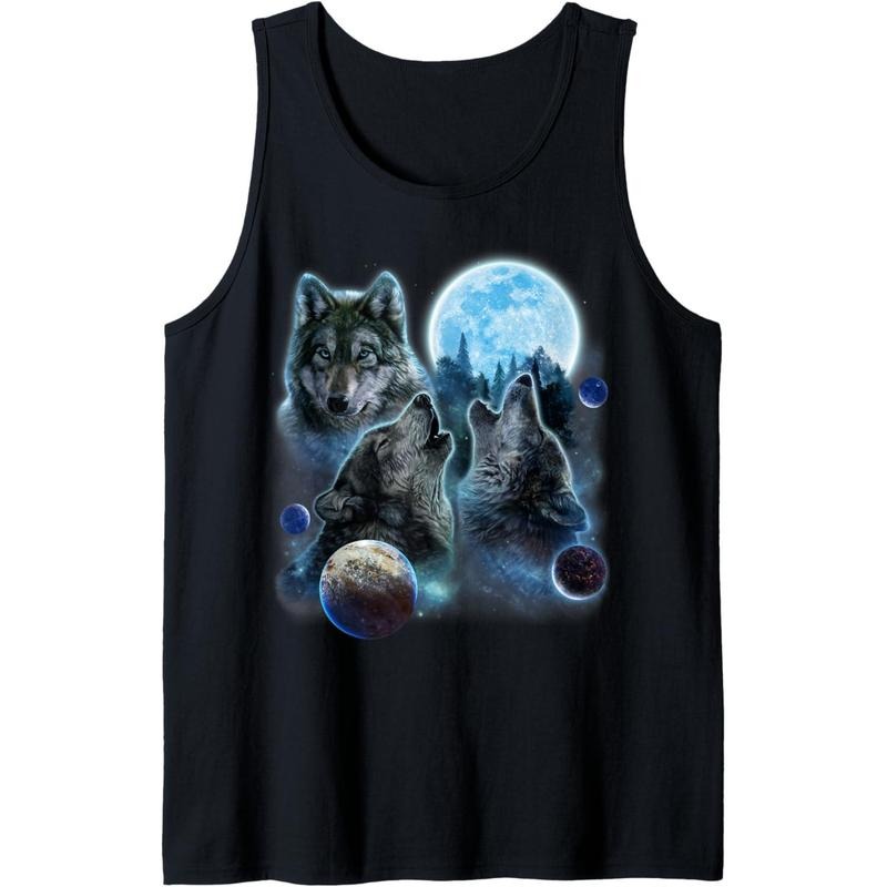Three Wolf Howling and Moon Tank Top MADE IN USA T-Shirts, Hoodie, Sweatshirt | DripVista.com
