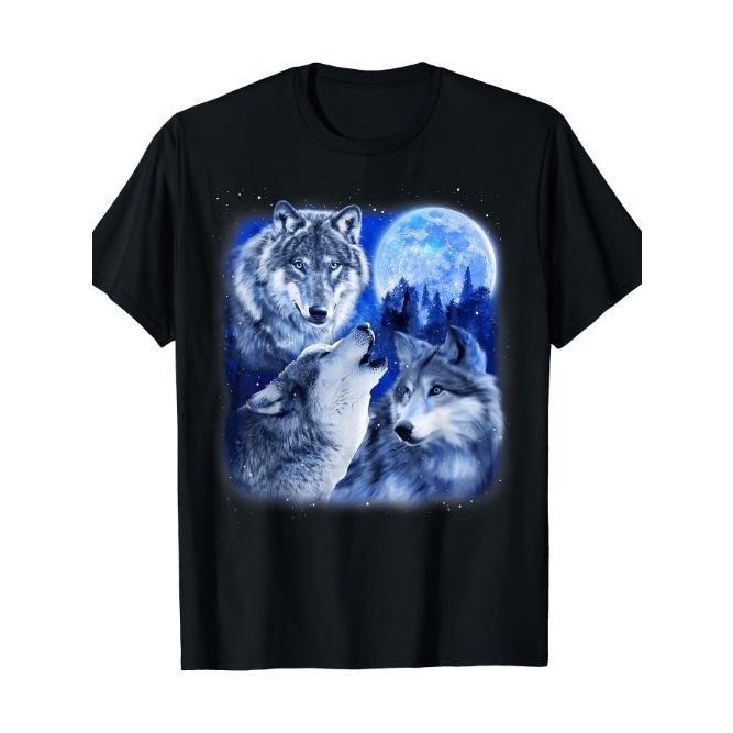 Three Wolves 3 Grey Wolves Howling at the Moon Wildlife T-shirt Made in USA Hoodie, Sweatshirt | DripVista.com