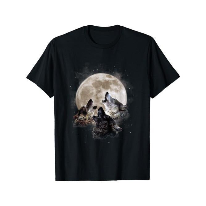 Three Wolves Howling at the Moon - Wolf Lover T-Shirt Made in USA Hoodie, Sweatshirt | DripVista.com