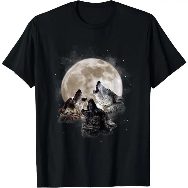 Three Wolves Howling at the Moon - Wolf Lover T-Shirt Hoodie, Sweatshirt | DripVista.com