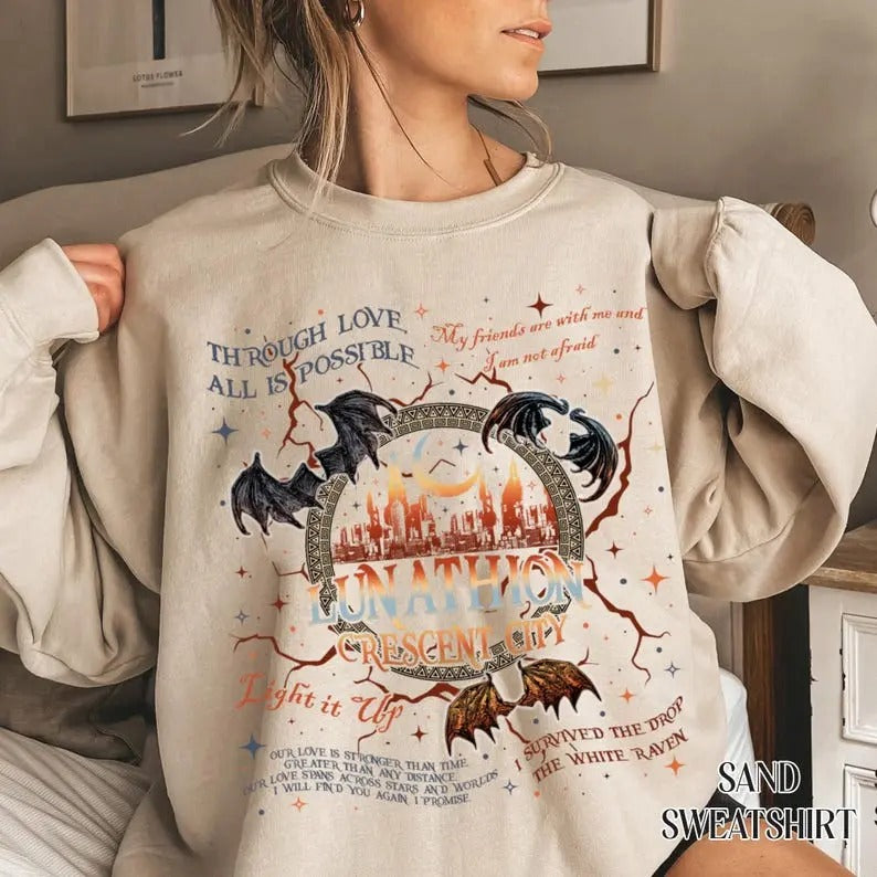 Throne Of Glass Sweatshirt Quote Bookish Aelin Quote Tee, Sarah J Maas Acotar Crewneck Sweatshirt Hoodie | DripVista.com