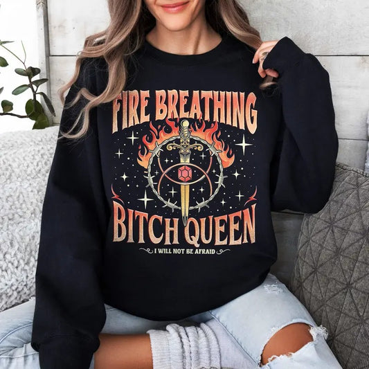 Throne of Glass Fire Breathing Bitch Queen Sweatshirt, Kingsflame The Thirteen Shirt, Book Lover Tog Gift, Throne Of Glass Fan Gift