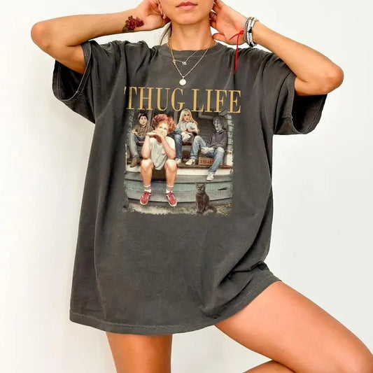 Thug Life Bad Wiiitches Halloween T-Shirt, Thug life Halloween Sweatshirt, Halloween Shirt, Halloween Sweatshirt, Unisex Classic Cotton Graphic Print All Sizes for Men and Women