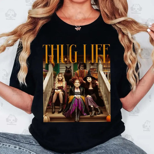 Thug Life Bad Witches Trending Halloween T-shirt, Retro Witches Movie shirt, Retro Halloween Character T-shirt for men and women Cotton Top