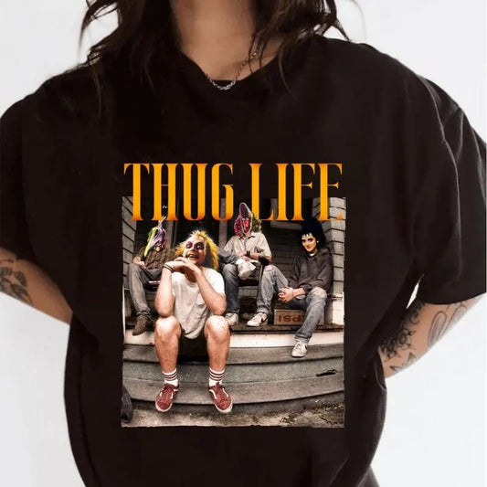 Thug Life Beetlejuice Movie Shirt, Horror Movie Tee, Halloween Horror 2024 T Shirt, Spooky Season Tee, Unisex Short Sleeve Tee Shirt
