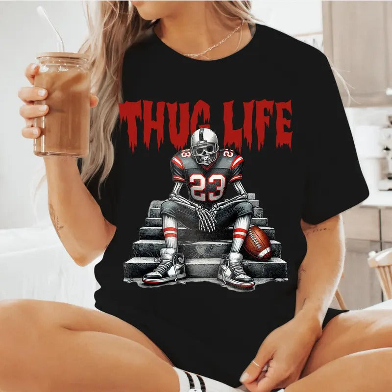 Thug Life H0rr0r Skelet0n Spiky hair fighters Shirt, Halloween Spiky hair fighters Shirt, Thug Life Spiky hair fighters...